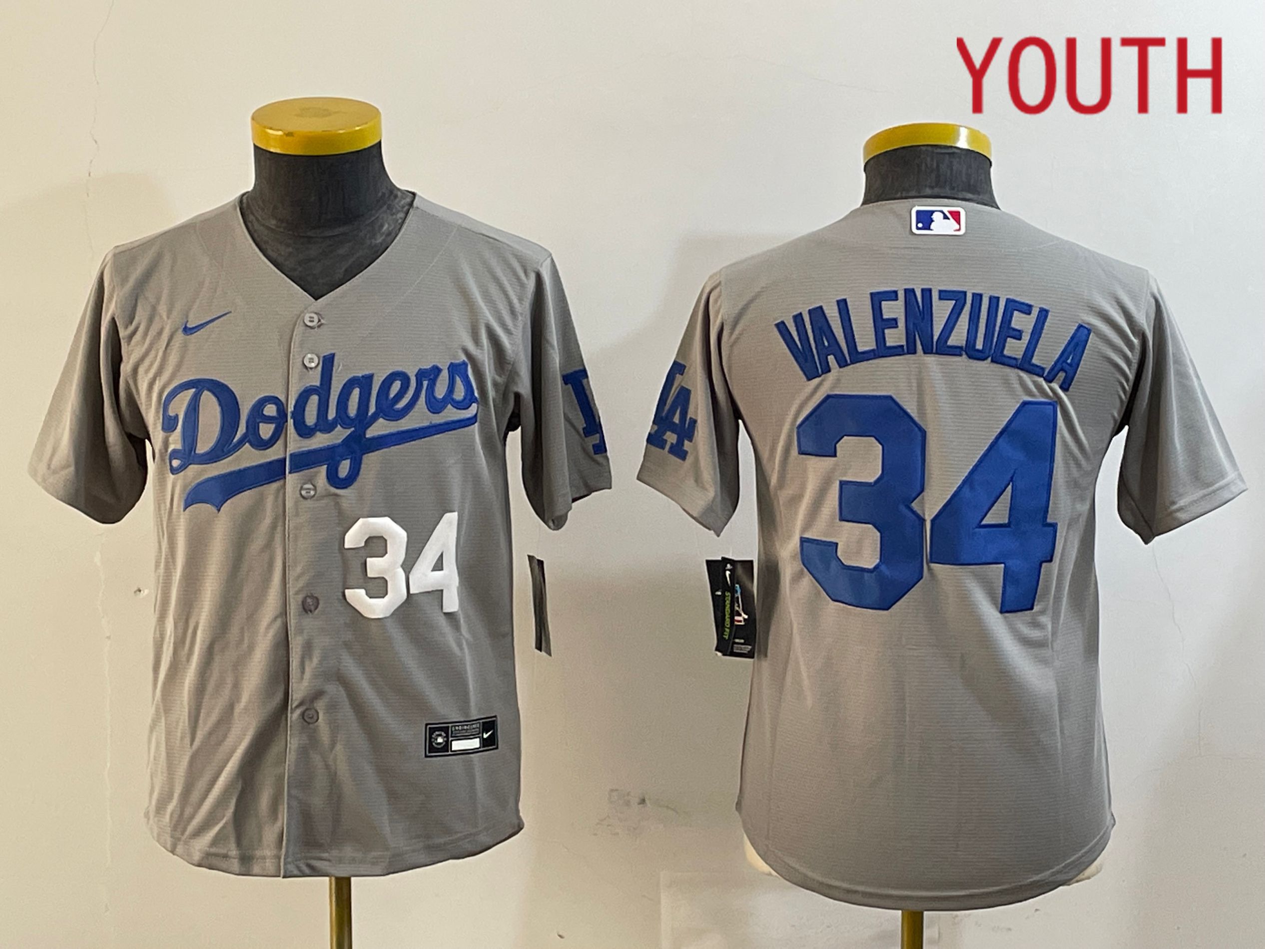 Youth Los Angeles Dodgers #34 Valenzuela Grey Game 2024 Nike MLB Jersey style 12161->youth mlb jersey->Youth Jersey